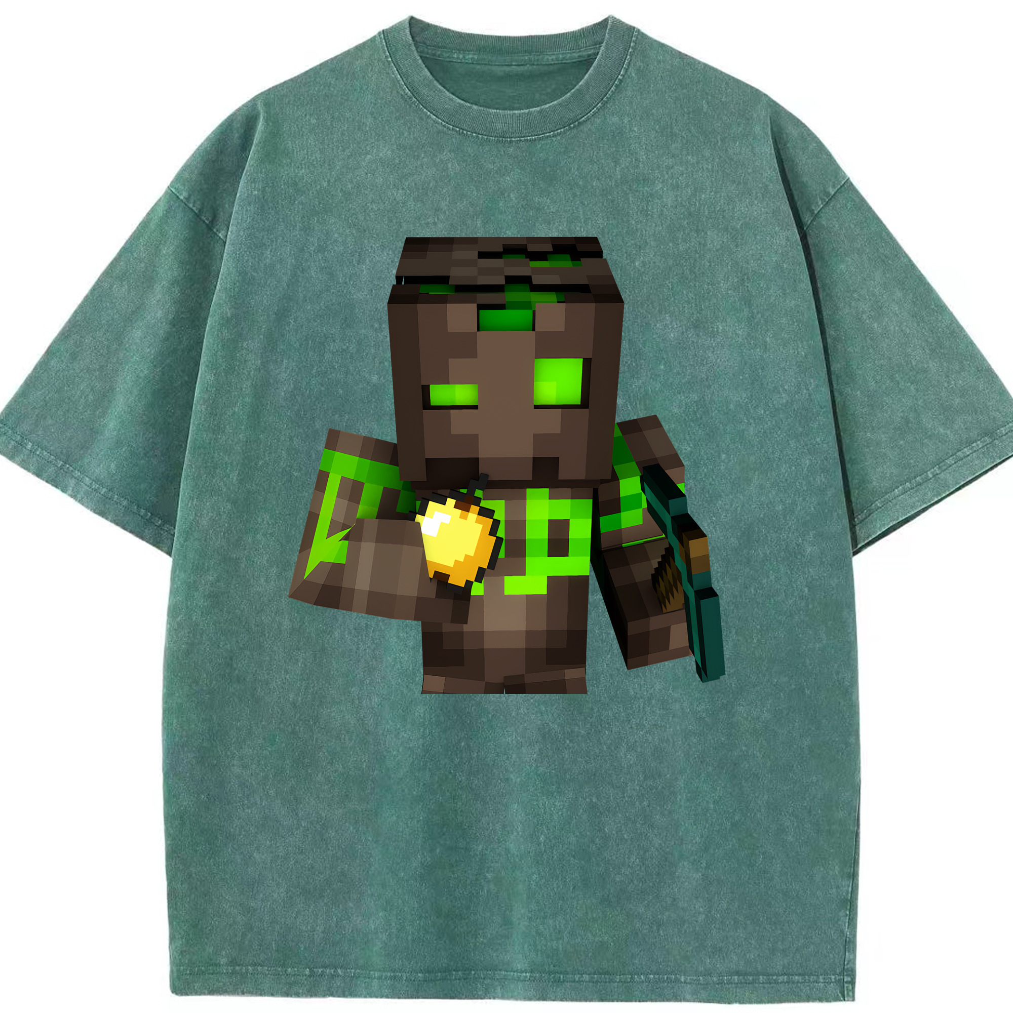 （画像用） マインクラフト ブロックの世界 Minecraft MC Block world 綿100% ヴィンテージ風 半袖Tシャツ（フロントプリント）